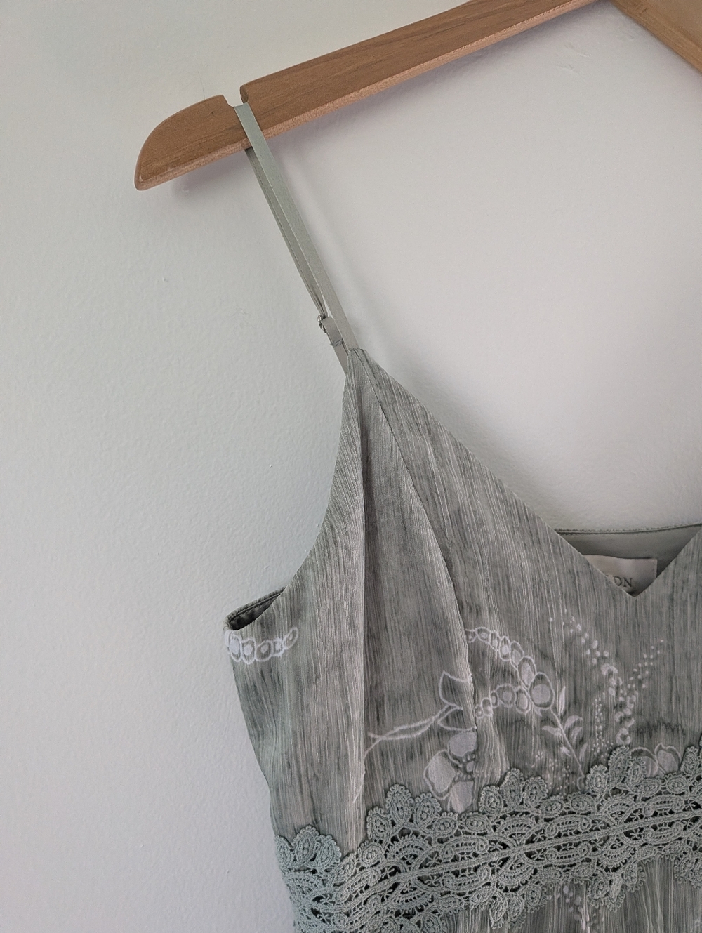 Anthropologie BHLDN Joni Silk Lace Maxi Dress Gown Green - Picture 7 of 11